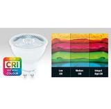 Dimmable 5 Watt Warm White 2700k GU10 Real Colour >CRI 95 (50w)