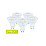 5 Pack 4 Watt Glass GU10 LED 2700k Warm White (50w)