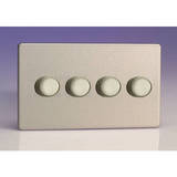 Dimmer Switch 4 Gang Brushed Steel