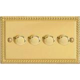 4-Gang 2-Way Georgian Brass LED Dimmer