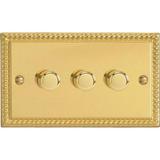 3-Gang 2-Way Georgian Brass LED Dimmer