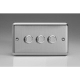 3-Gang 2-Way Matt Chrome LED Dimmer