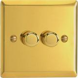 2-Gang 2-Way Victorian Brass LED Dimmer