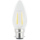 2 Watt B22 Filament LED Candle (25w) 2700k Warm White 250lm