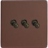 3-Gang 10A Toggle Switch - Mocha