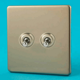 2-Gang 10A Toggle Switch - Satin Chrome