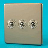 3-Gang 10A Toggle Switch - Satin Chrome