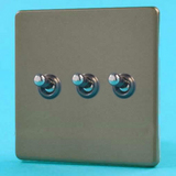 3-Gang 10A Toggle Switch - Pewter