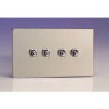 4-Gang 10A Toggle Switch - Brushed Steel