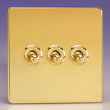 3-Gang 10A Toggle Switch - Polished Brass