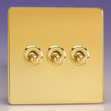 3-Gang 10A Toggle Switch - Polished Brass