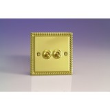 2-Gang 10A Toggle Switch - Georgian Brass