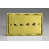 4-Gang 10A Toggle Switch - Georgian Brass