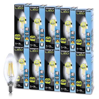 10 Pack - 2W E14 Filament Candle Bulb (25w)
