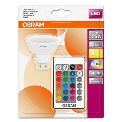 Osram Colour Changing 5W LED GU10 RGB with Remote Osram Colour Changing 5W LED GU10 RGB with Remote