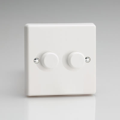 LED Dimmer Switch 2 Gang White