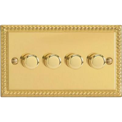 4-Gang 2-Way Georgian Brass LED Dimmer