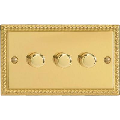 3-Gang 2-Way Georgian Brass LED Dimmer