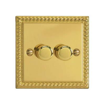 2-Gang 2-Way Georgian Brass LED Dimmer