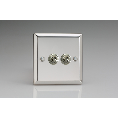 2-Gang 10A Toggle Switch - Mirror Chrome