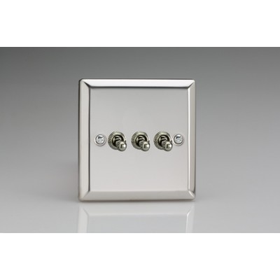 3-Gang 10A Toggle Switch - Mirror Chrome