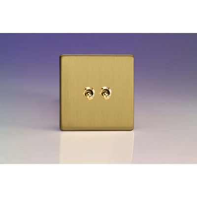 2-Gang 10A Toggle Switch - Brushed Brass