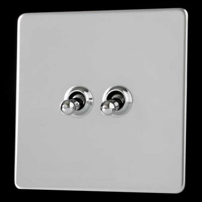 2-Gang 10A Toggle Switch - Polished Chrome