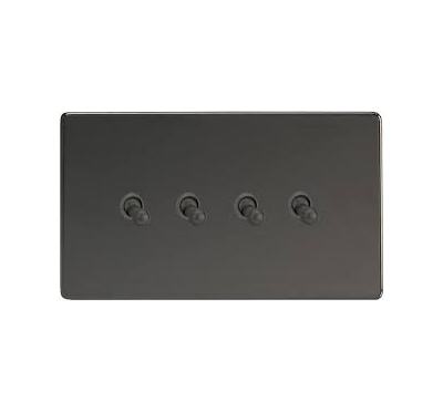 4-Gang 10A Toggle Switch - Iridium Black