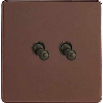 2-Gang 10A Toggle Switch - Mocha