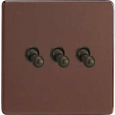 3-Gang 10A Toggle Switch - Mocha