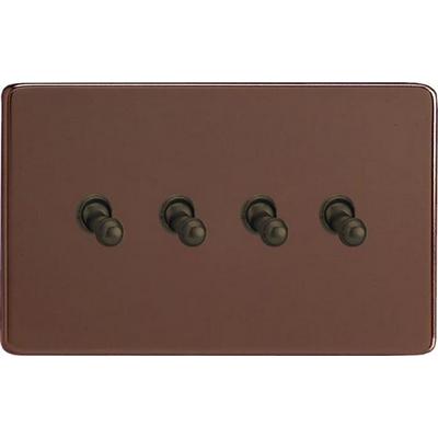 4-Gang 10A Toggle Switch - Mocha