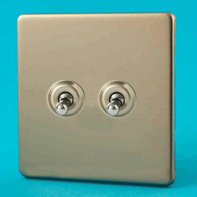 2-Gang 10A Toggle Switch - Satin Chrome