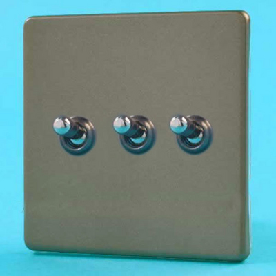 3-Gang 10A Toggle Switch - Pewter