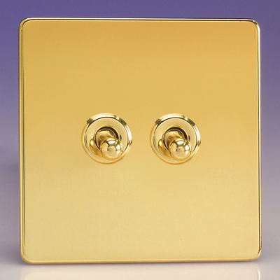 2-Gang 10A Toggle Switch - Polished Brass