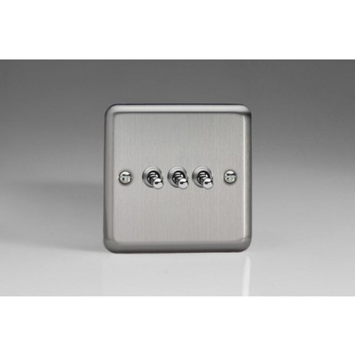 3-Gang 10A Toggle Switch - Matt Chrome