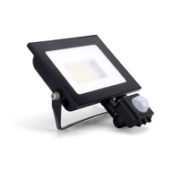 COMPACT SLIM FLOODLIGHT PIR 30W 3000LM 4000K 120 BEAM 100LM/W IP65 IK05 LED BLAC