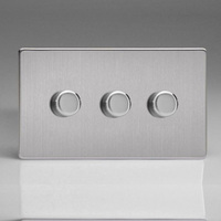 Varilight V-Pro 3 Gang Dimmer - Brushed Steel