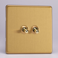 2-Gang 10A Toggle Switch - Brushed Brass
