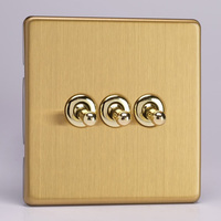 3-Gang 10A Toggle Switch - Brushed Brass