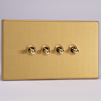 4-Gang 10A Toggle Switch - Brushed Brass