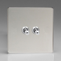 2-Gang 10A Toggle Switch - Polished Chrome