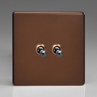 2-Gang 10A Toggle Switch - Mocha