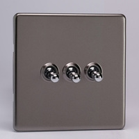 10A Toggle Switch - Pewter 3-Gang