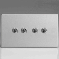 4-Gang 10A Toggle Switch - Brushed Steel