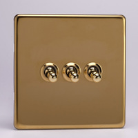 3-Gang 10A Toggle Switch - Polished Brass