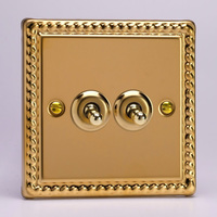 2-Gang 10A Toggle Switch - Georgian Brass