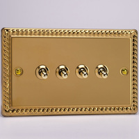 4-Gang 10A Toggle Switch - Georgian Brass