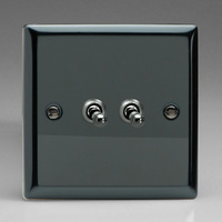 2-Gang 10A Toggle Switch - Iridiam Black