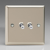 2-Gang 10A Toggle Switch - Satin Chrome