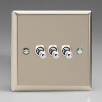 3-Gang 10A Toggle Switch - Satin Chrome